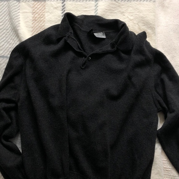 Dark grey wool collared sweater - Picture 2 of 3